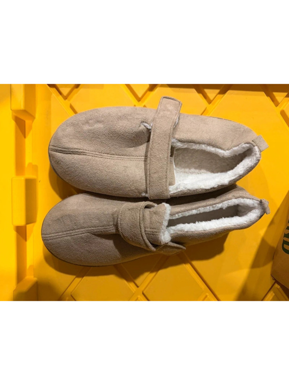 Tan Faux Suede Fleece Lined Slippers